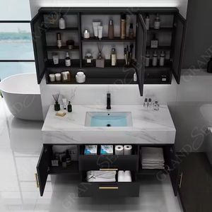 Presa di fabbrica Set bagno moderno Hpl mobili da bagno vanità con quarzo vanità da banco - Product Image 5