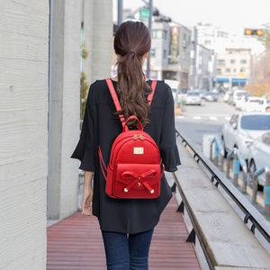 <b>Small</b> Teenage Girls Women Waterproof Anti-Theft Pu <b>Leather</b> Zipper <b>Backpack</b> with Bowknot Pattern for Student School Use - Product Image 6