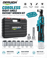 DERUIDA Clé à cliquet 12V avec batterie lithium-ion, douille à angle droit 90 degrés, outils portables pour mécaniciens automobiles