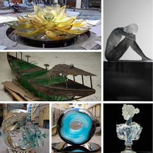 Escultura de Ondas de Resina Transparente de Alta Gama, Arte de Técnica Mixta, Decoración para Galerías y Atrios Corporativos - Product Image 5