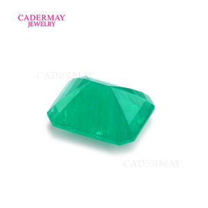 Cadermay Synthetic Emerald Loose Stone Rectangle Green For Jewelry Making - Product Image 3