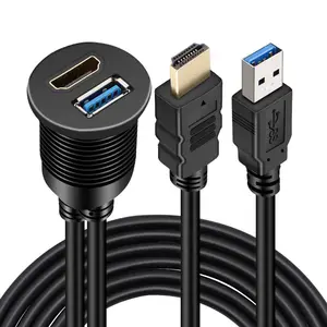 2米/6FT双端口USB 3.0 HD 4k防水汽车车轮摩托车仪表板面板数据线