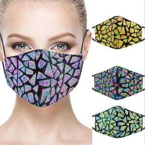European and American personality sequins color cotton face cover black stereo breathable sunscreen mask flash partymask