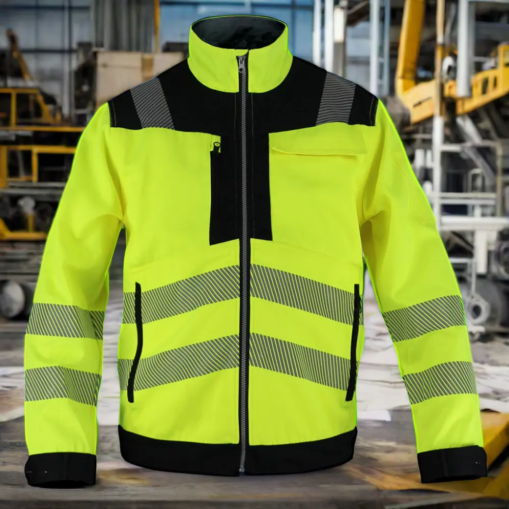 Pakaian kerja keselamatan hi-vis poliester jaket kerja reflektif dan pakaian konstruksi untuk dewasa