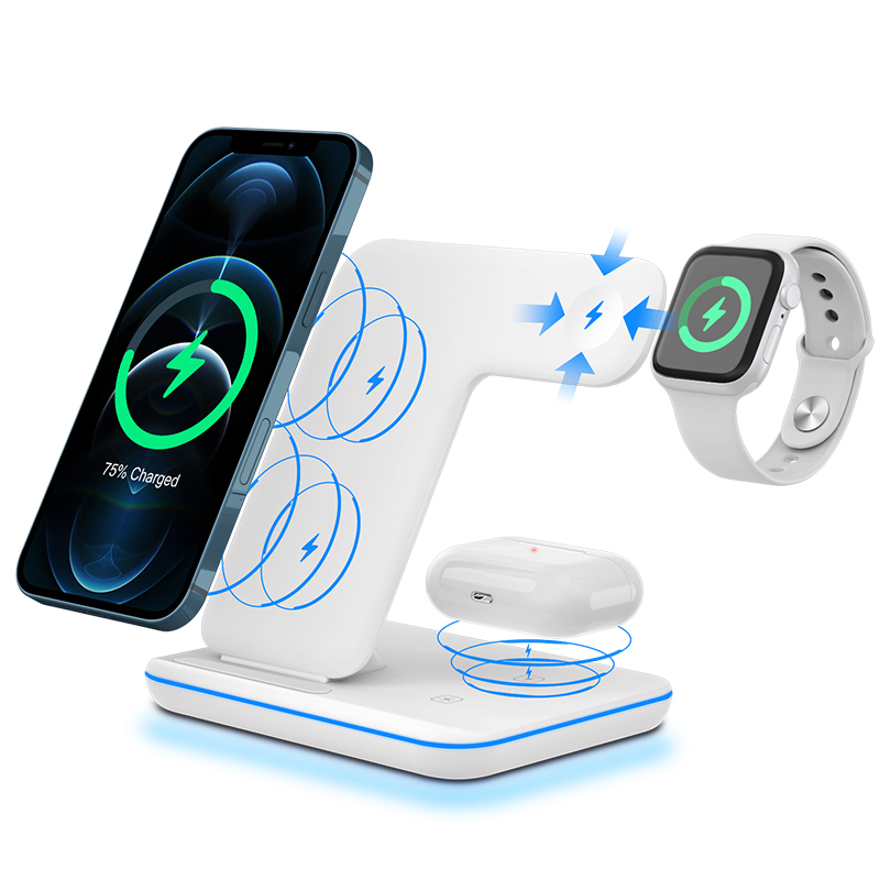 Amazon hot sellings зарядная станция 3в1 Беспроводное зарядное устройство для iphone 11 apple watch airpods держатель мобильного телефона