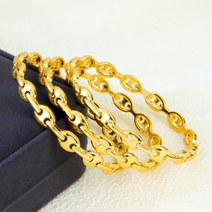 Trendy Lady Brass Jewelry Wholesale Pig Nose <b>Bangles</b> 21k Gold Plated Dubai Luxury Bracelet for Women Party - Product Image 1