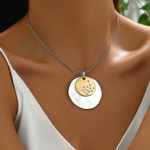 Women's Minimalist Geometric <b>Necklace</b> With Diamond Circle Pendant Everyday Wear Clavicle Chain XL5421 1 - Product Image 1