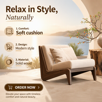 Sofá Individual y Sillón Personalizables de Madera Maciza Estilo Wabi-Sabi para Sala de Estar, Muebles para el Hogar
