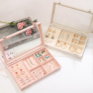 Custom Logo Luxury <b>Storage</b> <b>Boxes</b> Organizer <b>Cardboard</b> Paper Glass Flannelette Acrylic Tray Showcase Display Ring Velvet Box - Product Image 5