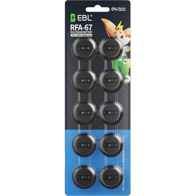 EBL RFA-67 RFA-67D-11 6 Volt Pet Collar Replacement Batteries 10 Pack, Ultra Long-Lasting Waterproof Compatible