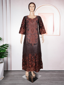 Robe traditionnelle H & D personnalisée pour femmes, robe <span class=keywords><strong>bazin</strong></span> pour femme, <span class=keywords><strong>jupe</strong></span> longue imprimée - Product Image 2