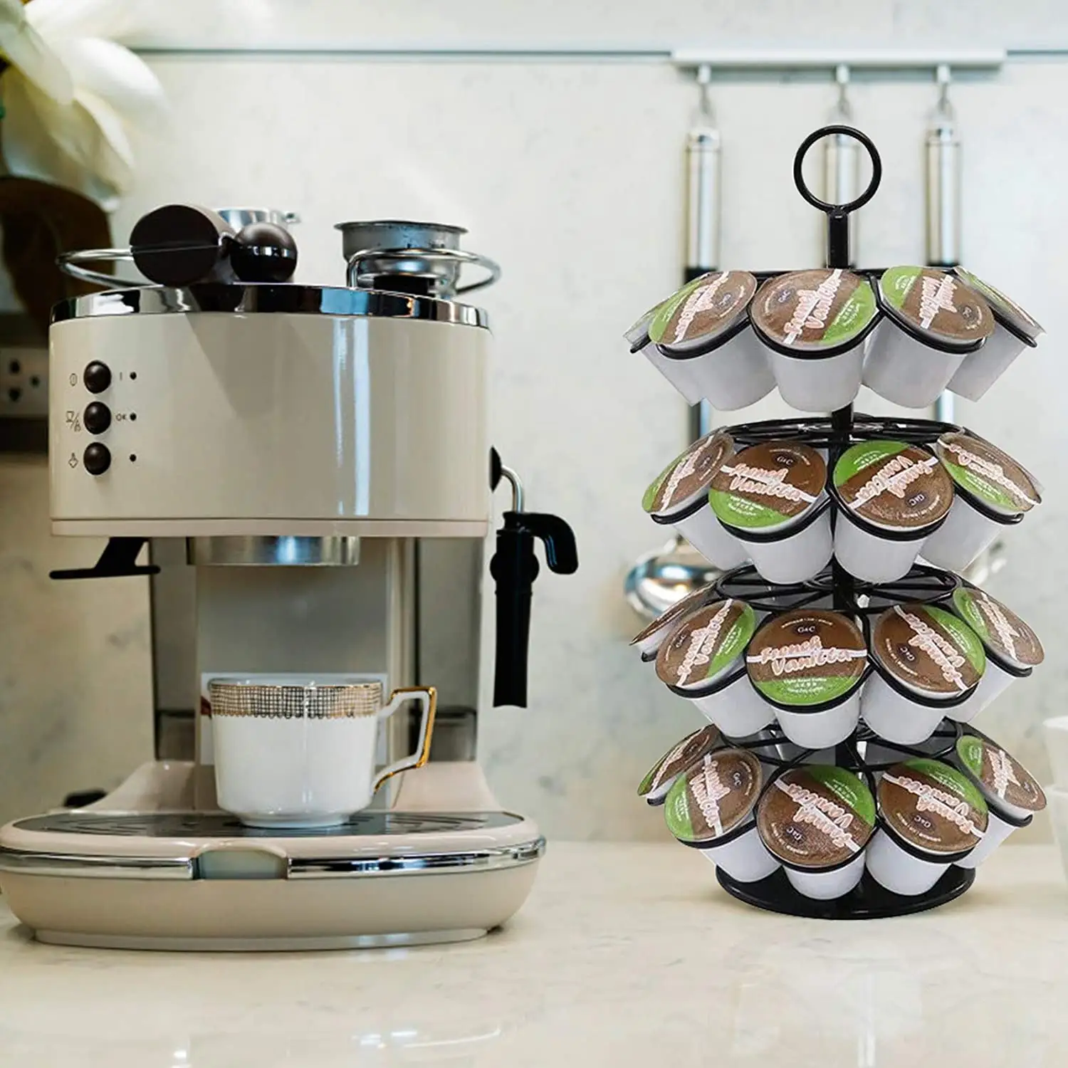 Stock K Cup Holder Coffee Capsule Holders for 36 Cups Smooth Spinning Coffee Storage Rack Organizer Strong Iron Stand for Home