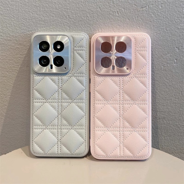 New Luxury PU Leather Phone Cases for Xiaomi 15 Pro 14 Pro Case Metal Lens Camera Protector Shockproof Soft Cover