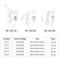 DC12V 1A 2A 3A adaptateur alimentation couvercle blanc 12V transformateur pour LED chaîne LED bande barre lumineuse lumière LED pilote prise US / EU