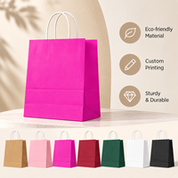 Sacs en papier kraft avec poignées, logo personnalisé, sacs de shopping personnalisés pour bijoux, vêtements, emballage de vente au détail
