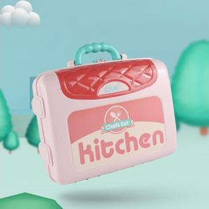 Set de cuisine 3 en 1 pour enfants, valise de voyage, jouets pour faire semblant, accessoires de cuisine réalistes, 49 pièces - Product Image 5