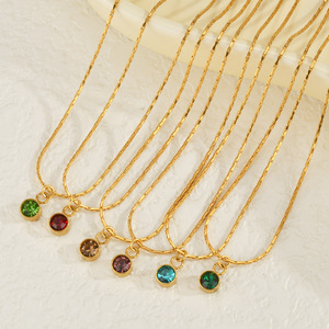Collier chaîne en acier inoxydable <span class=keywords><strong>plaqué</strong></span> <span class=keywords><strong>or</strong></span> 18 carats délicat, bijoux tendance, pendentif pierre de naissance de décembre, collier pour femmes - Product Image 1