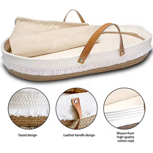 Cesta Moisés de Cuerda 100% Algodón Homeplus para Recién Nacidos, Organizador Moderno Personalizable para Pañales de Bebé, Cama <span class=keywords><strong>Plegable</strong></span> para Cambio de Pañales para Nuevos Padres - Product Image 6