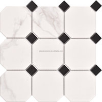 Carreaux de sol en porcelaine, mosaïque hexagonale octogonale noire et blanche, crédence de cuisine, carreaux mosaïque pour salle de bain, balcon, salle à manger