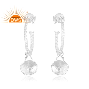 Nouveau Shell Design Boucles D'oreilles Texturé Bijoux En Argent En Gros Designer 925 Sterling Silver Hoop Boucles D'oreilles Vintage Collection - Product Image 3