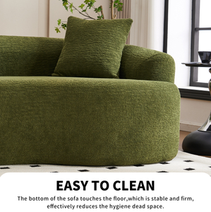 Modern Cloud 4-Seater Sectional Curved <b>Sofa</b> Factory Direct Chenille Green Minimalist Living Room Couch Convertible No Assembly - Product Image 3