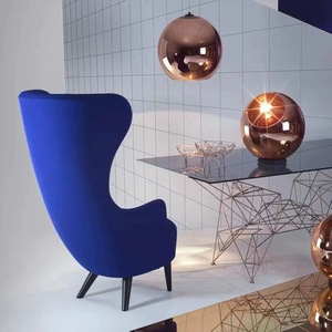 Sillón Individual de Diseño Italiano, de Lujo, Tapizado en Terciopelo Azul Suave, Respaldo Alto, para Sala de Estar - Product Image 6