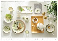 Assiettes à dîner en céramique et porcelaine LovingHome, personnalisées, modernes, luxueuses, écologiques, avec un style vert frais, collection Olive