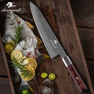 Couteau de chef japonais traditionnel éco-responsable, ambidextre, en acier Damas, lame de 8,5 pouces, manche en bois noir + Dalbergia, cuisine - Product Image 2