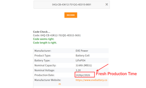 Batería EVE MB31 de 314 Ah y 3.2 V, Grado A, 8000 Ciclos, Iones de Litio Prismáticos para Sistemas de Almacenamiento de Energía Doméstica - Product Image 3