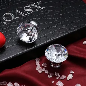 Hot Selling 25mm Crystal Clear Crystal Diamond Glass Door Knob Handle