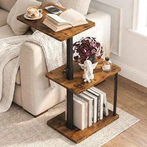 Mesa Auxiliar de Madera con Altura Ajustable, Mueble <span class=keywords><strong>para</strong></span> el Hogar, Mesa de Centro Elevable <span class=keywords><strong>para</strong></span> Sofá, Giratoria 360°, Mesa de Café en Forma de C de 3 Niveles <span class=keywords><strong>para</strong></span> Sala de Estar y Dormitorio - Product Image 1