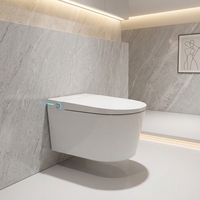 WC intelligent mural avec bidet intégré et télécommande, en céramique, norme européenne, avec couvercle automatique pour salle de bain