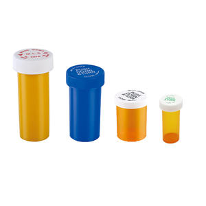 Flacons ronds en plastique ambré pour médicaments, résistants aux enfants, en PP/PC, avec bouchon réversible, impression sérigraphique, pour emballage de pilules et liquides - Product Image 6