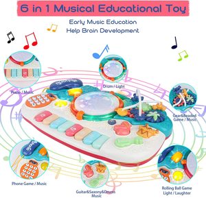 Toddler Đàn piano đồ chơi 8 phím 6-in-1 đa chức năng nhạc cụ-Bao gồm piano điện tử, bàn phím, điện thoại, Xylophone - Product Image 5