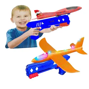 조명 비행기 발사기 장난감; 34CM 거품 방출 항공기 총 장난감 비행기; 방출 슈팅 투석기 글라이더 거품 비행 비행기