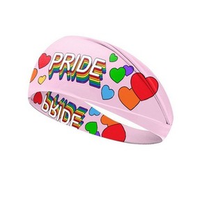 Wholesale Custom Logo Digital Printing Breathable Multi-Functional Rainbow <b>Headband</b> Headwraps Elastic Wide Stretchy Promotional - Product Image 2