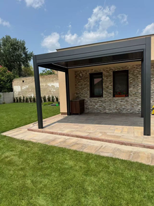 Pérgola de Aluminio con Láminas Orientables Autoportante |   Pabellón Exterior Independiente con Toldo Retráctil y Luces LED para Patio - Product Image 4
