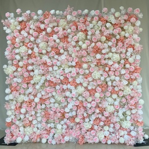 2024 nuevo Roll Up Flower Wall 8ft x 8ft seda Artificial Pink Rose Flower Wall lujo decorativo flor pared telón de fondo - Product Image 6