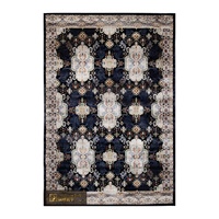 Tapis de salon LandScopeTech turc vintage, style Wilton tissé, aspect fait main, motif médaillon traditionnel, bleu marine, haute densité, prêt à expédier