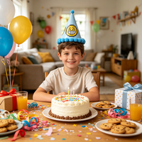 Neue Pixel-Emoji Pompon Papierhülsen-Partyhüte, Niedliche Ausdrucksstarke Geburtstagshüte für Kindergeburtstags-Dekorationen