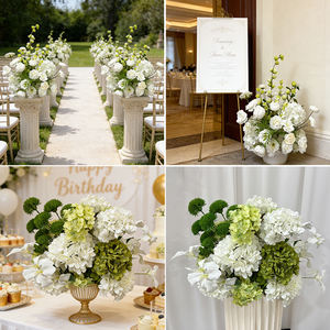 Arreglo Floral de Hortensias Artificiales de Seda Blanca y Verde Realistas, Centro de Mesa para Bodas, Eventos, Hoteles y Banquetes - Product Image 2