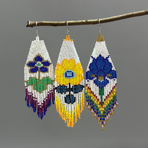 أقراط أهايَا السوداء الطويلة بشرّابات خرز – أقراط متدلية بوهيمية مهدبة وبارزة بخرز البذور ونمط قبلي - Product Image 3