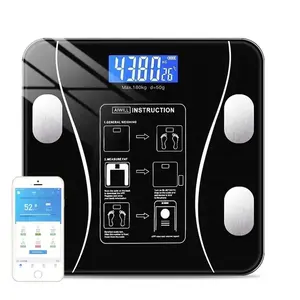 Balança de banheiro inteligente 180kg, balança de gordura corporal digital com aplicativo