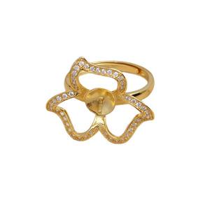 Base de Plata 925 Wenchi para Joyería de Perlas, Anillo de Flor de Trébol 16582, Soporte Vacío para 10-12 Perlas - Product Image 5