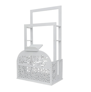 Supporto Organizzatore per Tappetino <span class=keywords><strong>da</strong></span> Preghiera Islamico Durevole, Stand Bianco per Preghiera e Scaffale per Corano, Decorazione Artistica in Metallo - Product Image 3