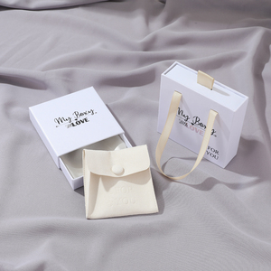 Eco-Friendly Custom Logo Sliding Drawer Jewelry <b>Gift</b> <b>Box</b> With Ribbon Handle Rigid Cardboard <b>Box</b> for Necklace Pendant Packaging - Product Image 5