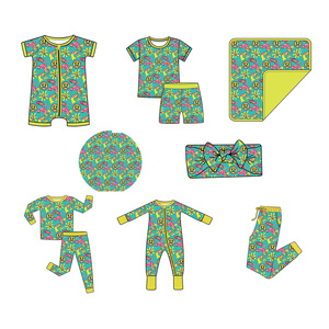 ชุดนอนเด็ก ลายตัวการ์ตูนไม้ไผ่ แขนยาว ติดกระดุม แบบขายส่ง สำหรับเด็ก กล่องสุ่ม - Product Image 1