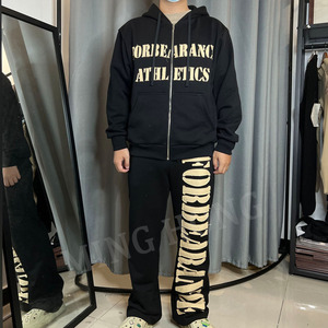 Sweats à capuche personnalisés de haute qualité brodés par autocollant et pantalons de survêtement à fermeture éclair Survêtement pour hommes - Product Image 5