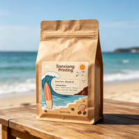 Sac à café de 1 kg personnalisé avec impression en héliogravure, résistant à l'humidité, de qualité alimentaire, à fond plat, à huit soudures latérales, avec valve