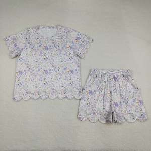 GSSO3420 RTS, Camisetas de Algodón con Estampado de Flores Púrpuras para Mujer Adulta, Venta al Por Mayor - Product Image 1
